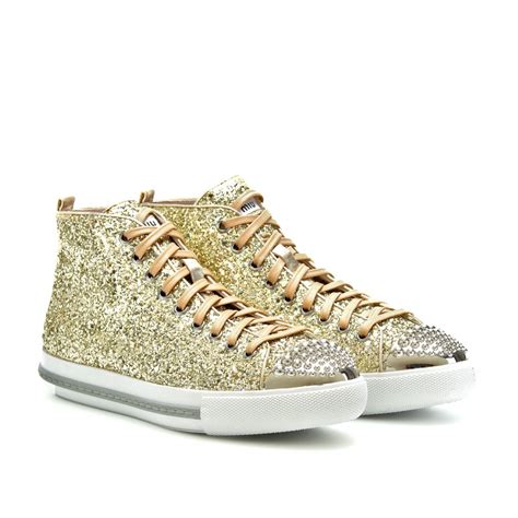 miu miu glitter sneakers gold|Women's glitter and chunky sneakers .